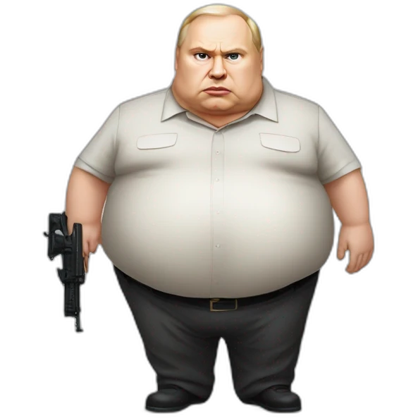 Vladimir Poutine morbidly obese Shooting nobody, full body emoji