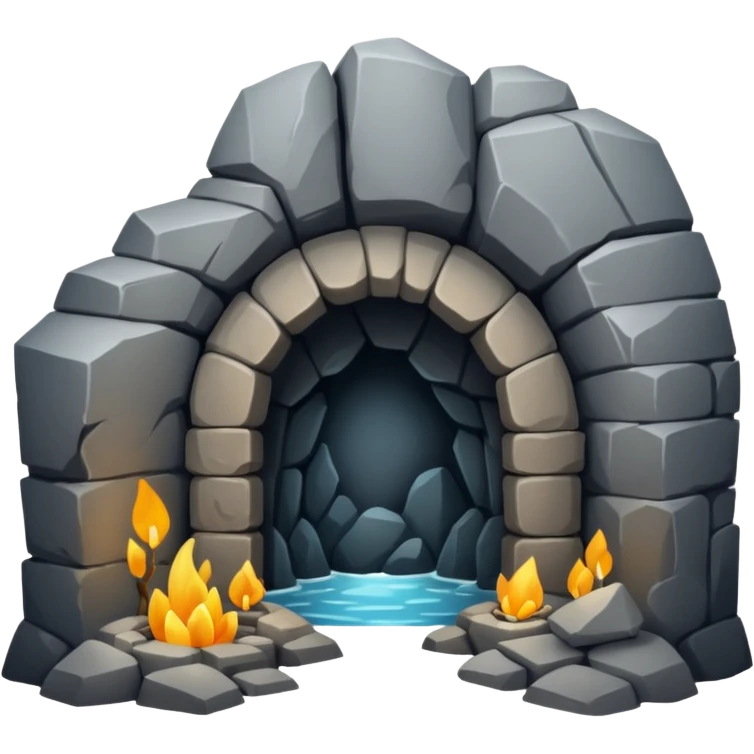 A deep cave entrance surrounded by rugged stone.




















































 emoji