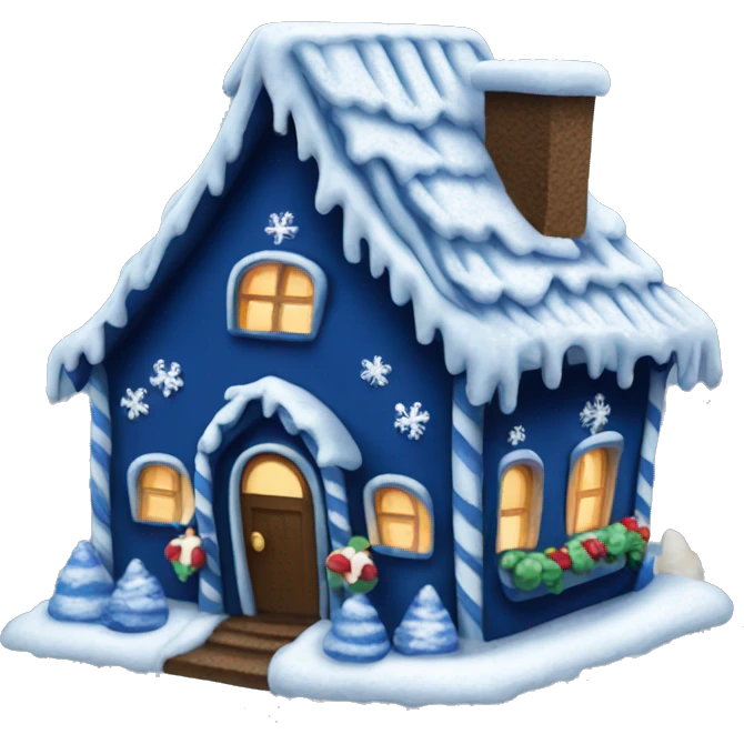 Cosy dark blue gingerbread house  emoji