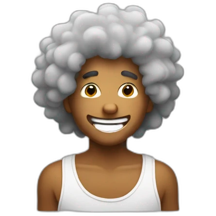 chico con cabello afro riendo emoji