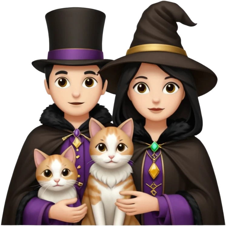 magician couple and their pet cat emoji