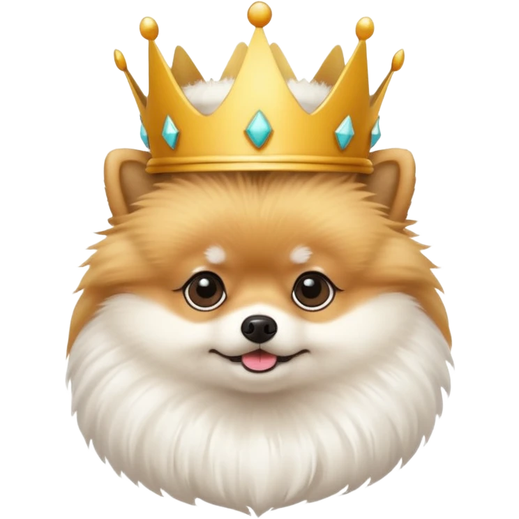 sassy cute Pomeranian with crown   emoji