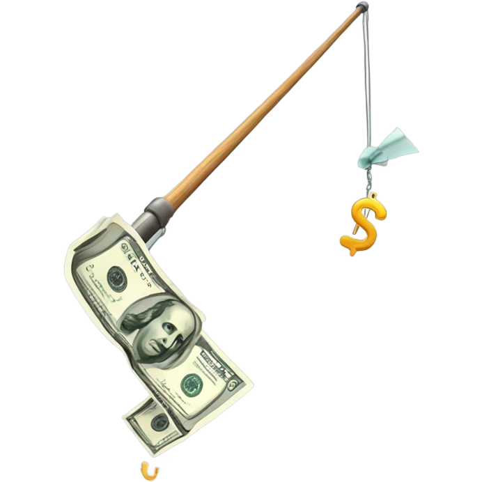 Fishing pole catching cash emoji