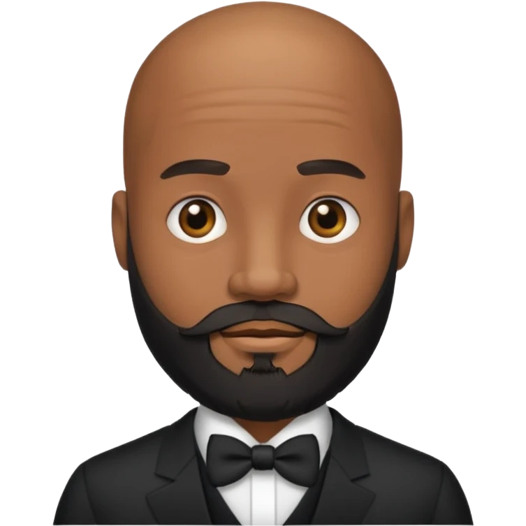 A handsome black gigolo with a full beard and bald head emoji