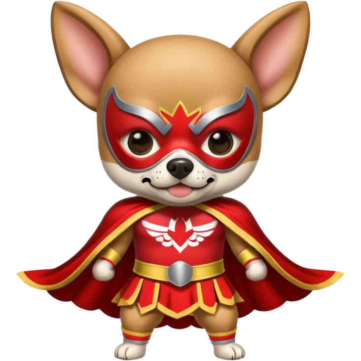 Un perro chihuahua, vestido de luchador emoji