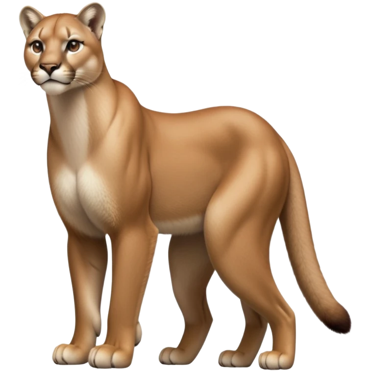 cinematic-[mountain lion]-realistic-full-body-standing-emoji,-muscular-frame-poised-with-grace,-tail-curved-slightly,-head-tilted-dramatically,-sleek-[tan]-fur,-simplified-yet-realistic-focused-features,-highly-detailed,-glowing-with-an-almost-sarcastic-glow emoji