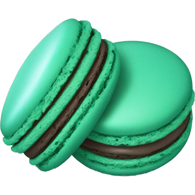 Realistic dark turquoise macaron with mint green filling. emoji