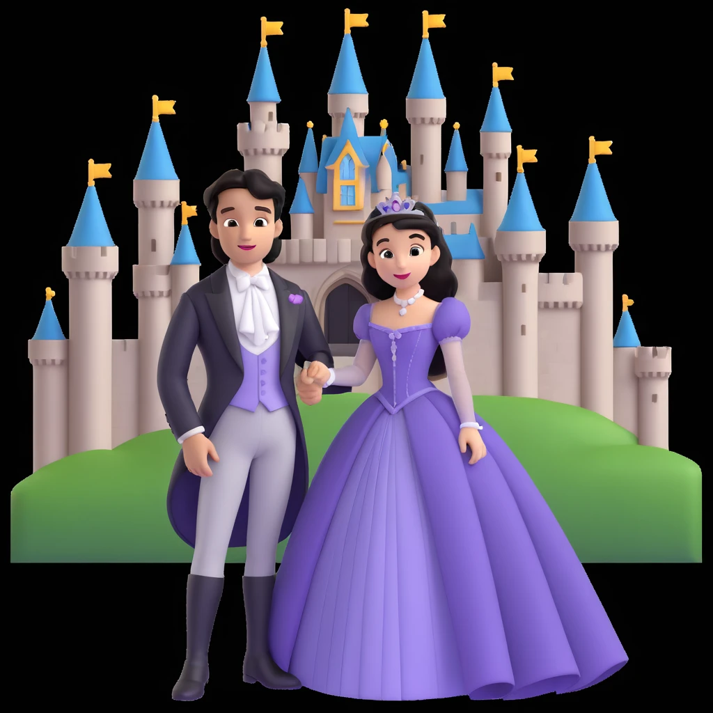 prince and princess Disney dress close up photo in castle background emoji