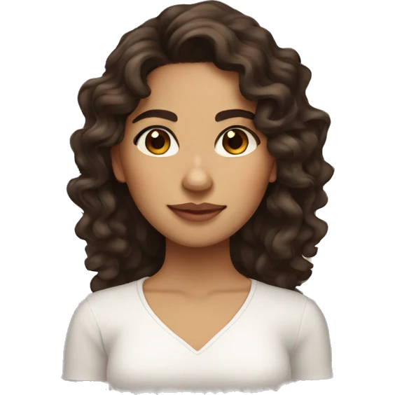 Mexican girl with dark brown long curly hair long lashes light brown doe eyes emoji
