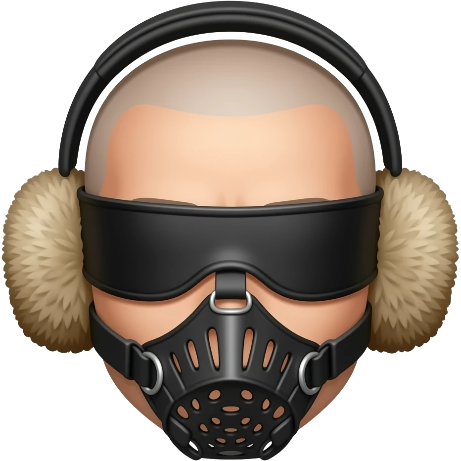 Bondage naked earmuffs muzzle blindfold emoji