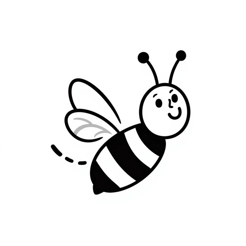 A simple hand-drawn bee with stripes and small wings emoji