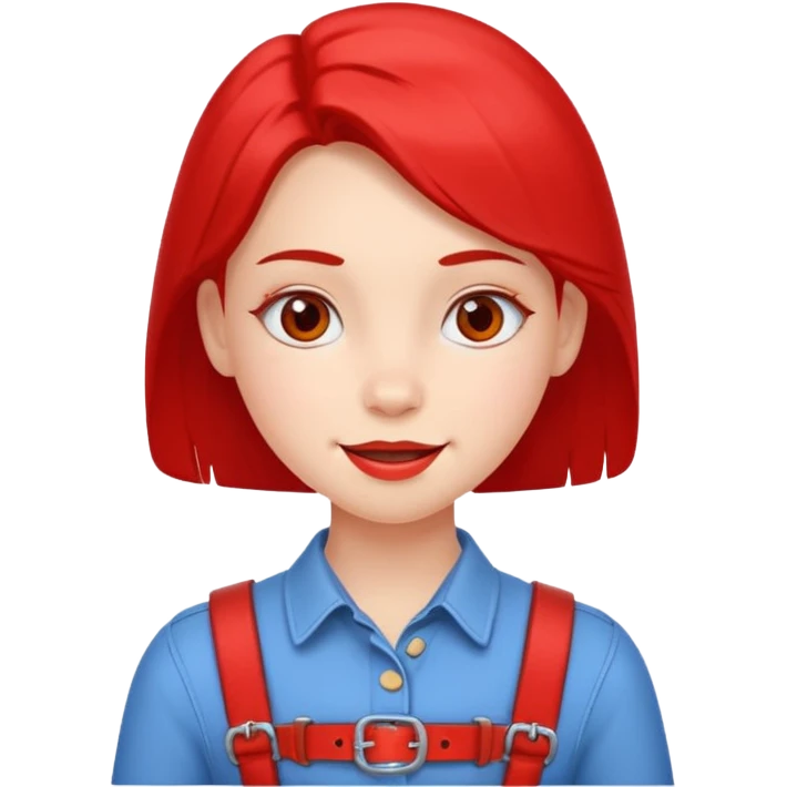 girl with red buckles, cheerful expression emoji
