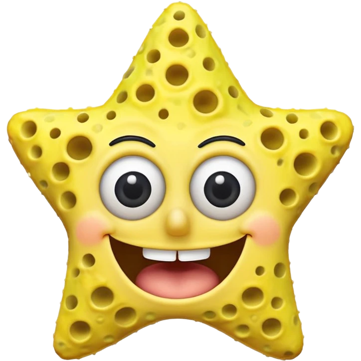 Star face SpongeBob mouth shape open happy emoji