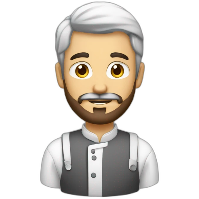 Cuisinier avec une barbe brune et des yeux gris clair emoji