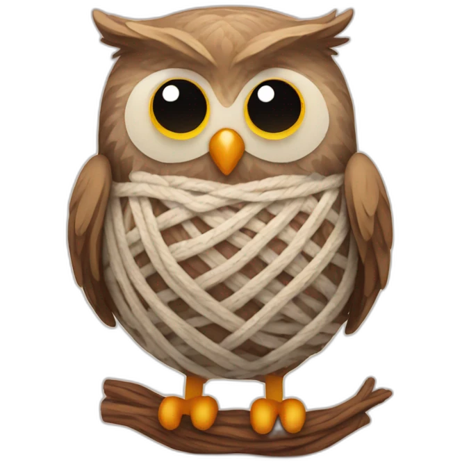 Owl with yarn ball emoji
