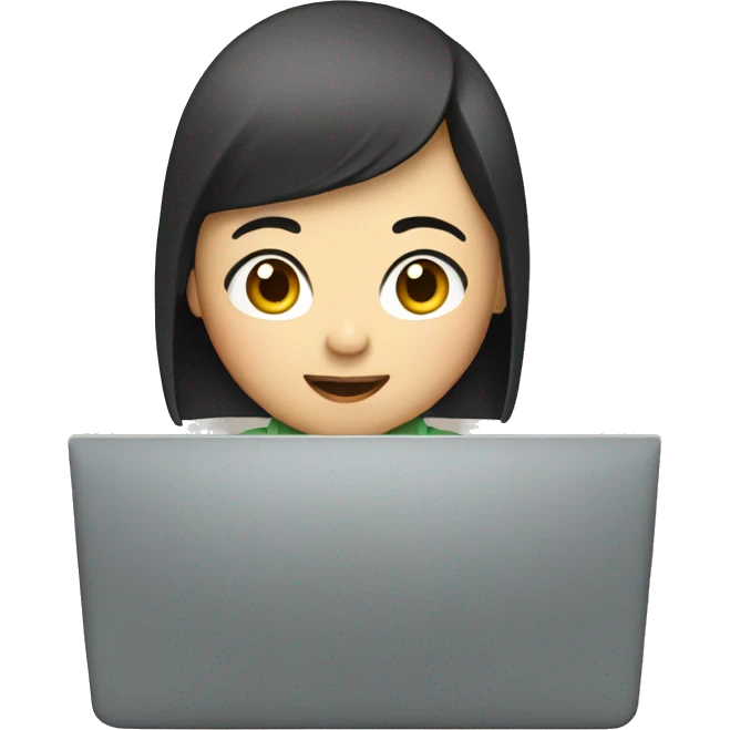 Asian girl typing on a computer emoji