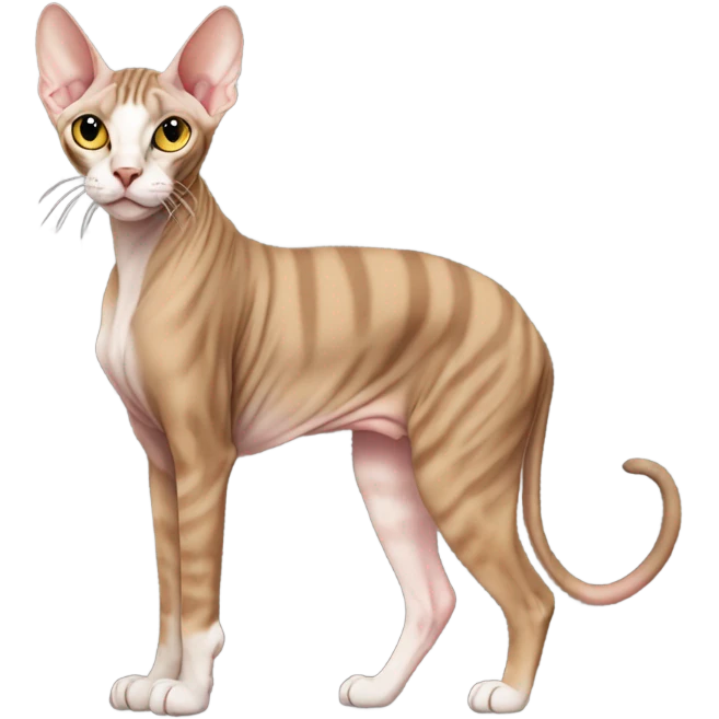 Brown tabby sphynx full body with fat tail emoji