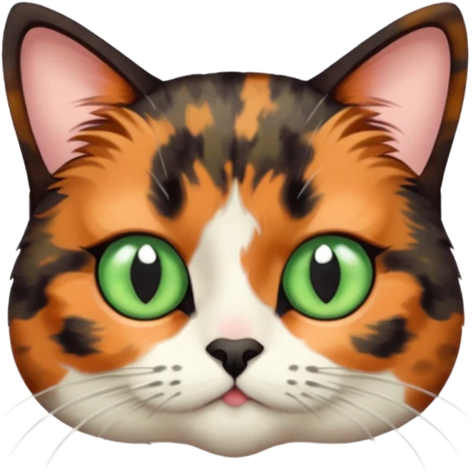 dark tortoiseshell cat pastel green eyes emoji