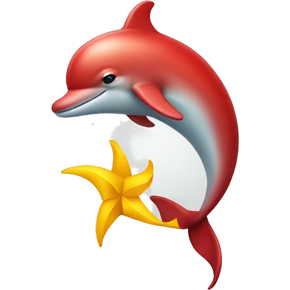 a red dolphin with yellow ribbon emoji