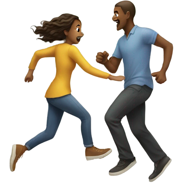 Girl chasing man down street  emoji