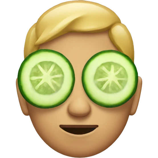 An emoji relaxing with cucumbers on eyes emoji