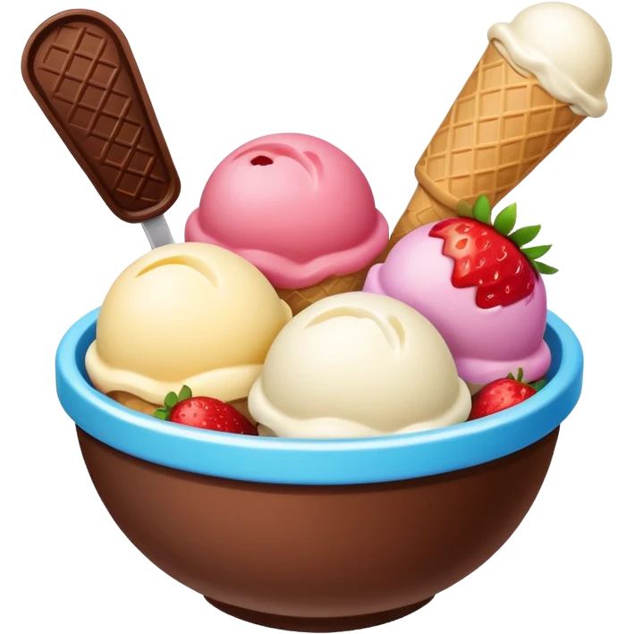 ice creams scope in bowl  emoji