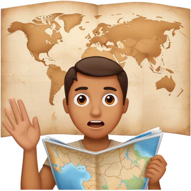 Mindblown hot face freaking out with map in background  emoji