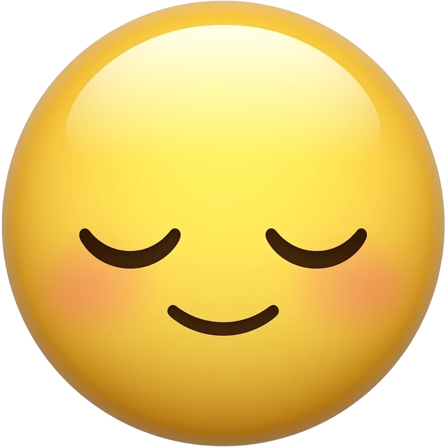Kawaii style round yellow glossy sleepy emoji emoji