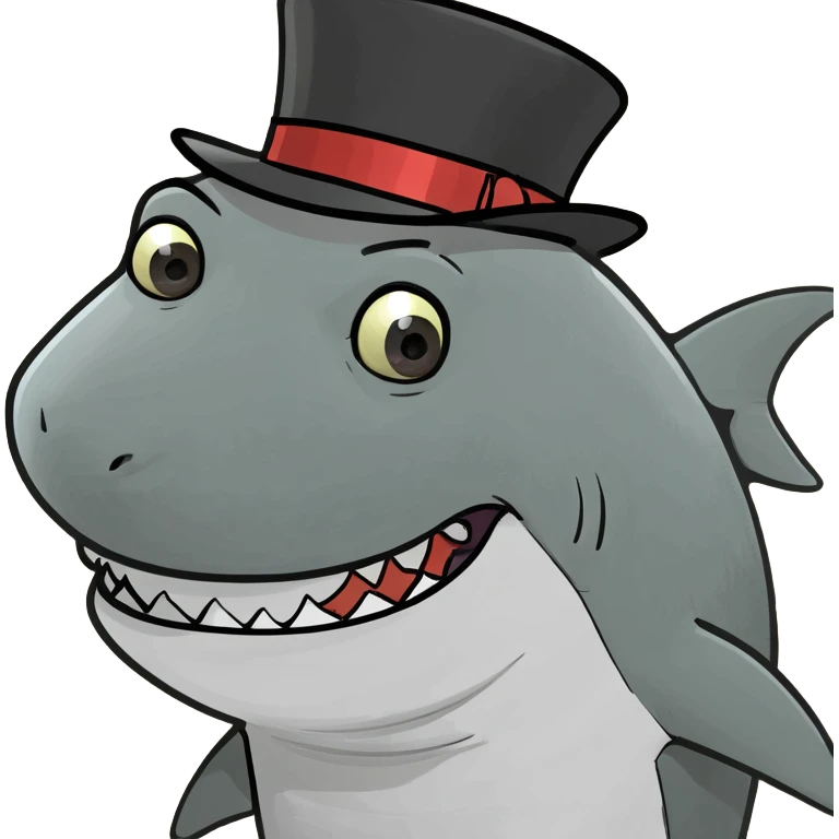 Shark with a top hat emoji