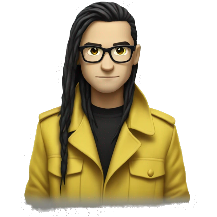 skrillex wearing a yellow trench coat emoji