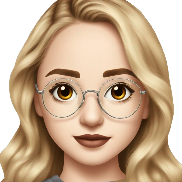 Sabrina Carpenter with clear aviator-style glasses emoji