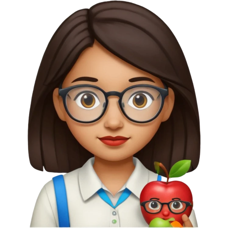 Guatemalan Girl with nerd Glasses and Apple in hand emoji