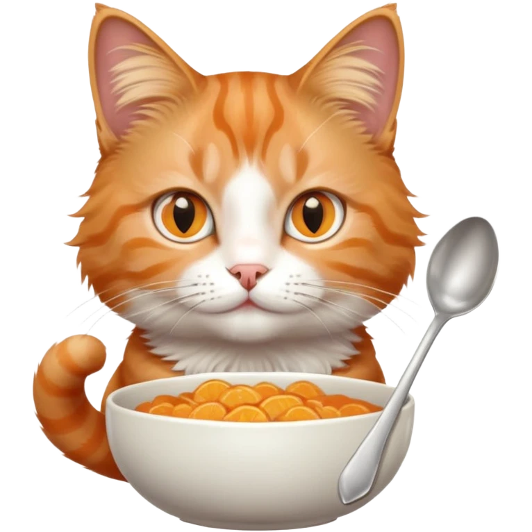 cat holding a silver spoon emoji