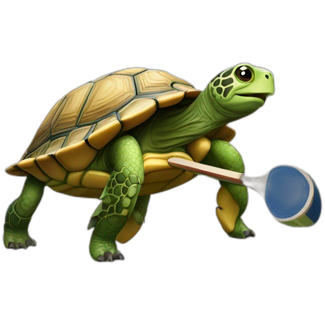 Tortue sur un sanglier qui fait du ping pong emoji