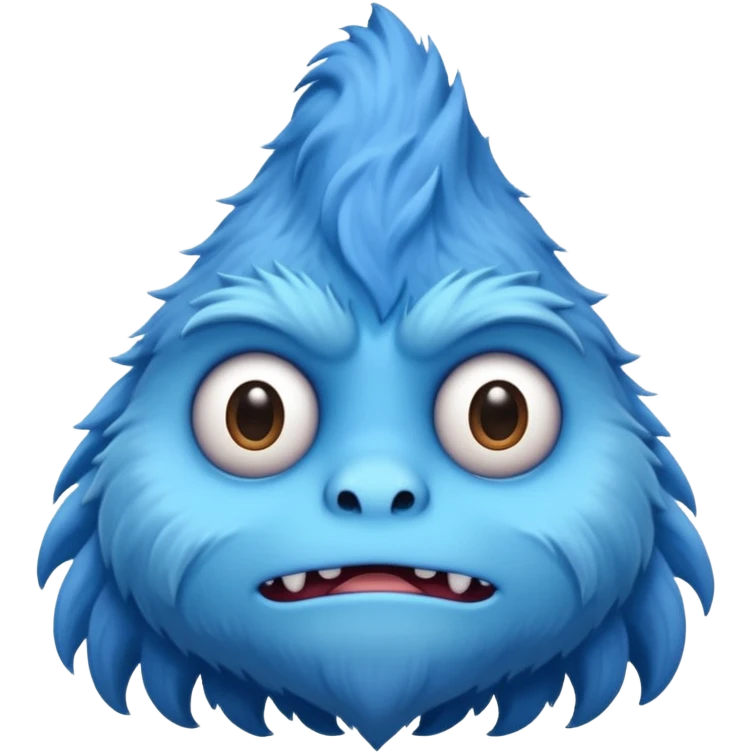 A skinny and lanky tall blue furry monster with a slightly triangular head put the top having a small curve going inward  emoji
