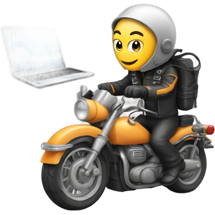 motorcykle and laptop emoji