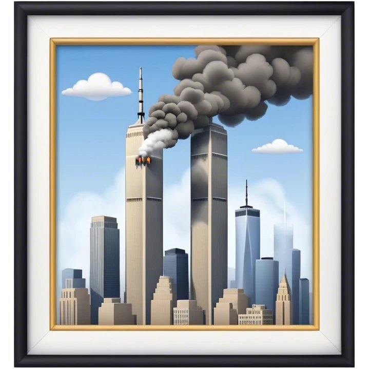 Twin towers hit by a plane emoji