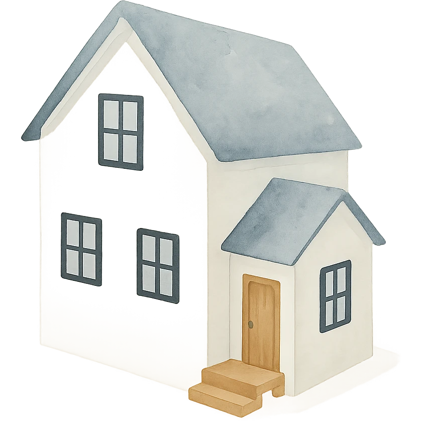 modern farmhouse dollhouse, white with black trim and wooden accents, 3d isometric  emoji