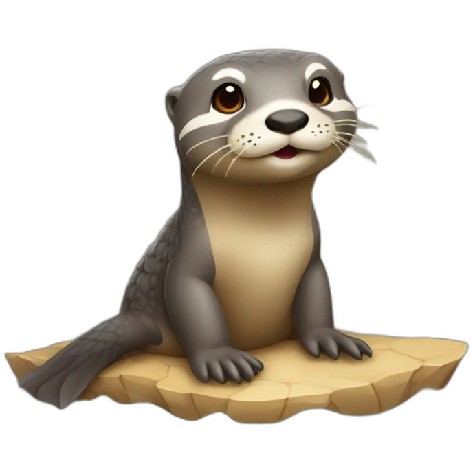 Loutre sur une tortue emoji