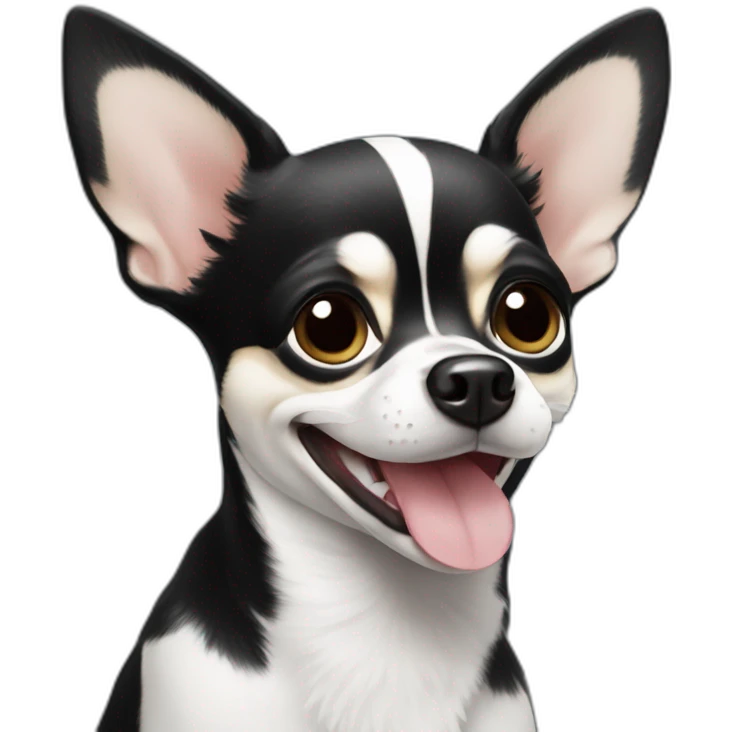 black and white chihuahua smiling emoji