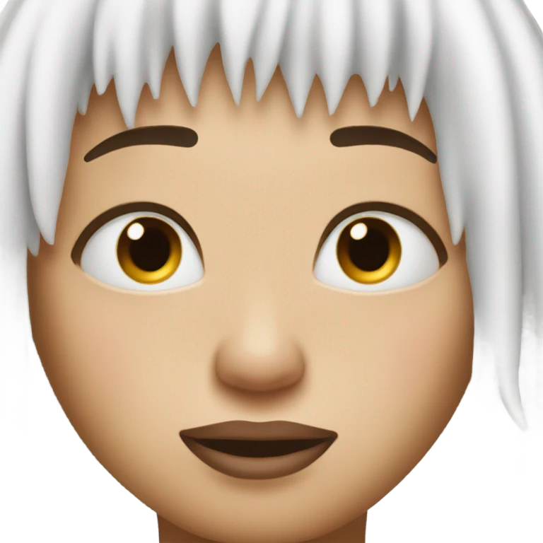 Aesthetic emoji of an emoji like this🥹 with nails like this💅 Only with white fringe and long eyelashes emoji
