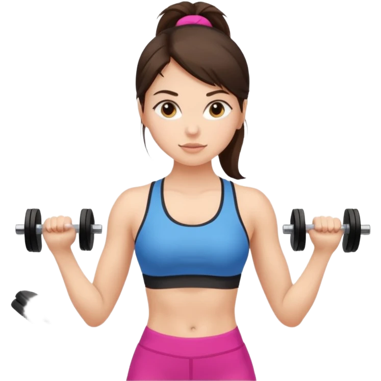 Brunette fair skin girl gym working out  emoji