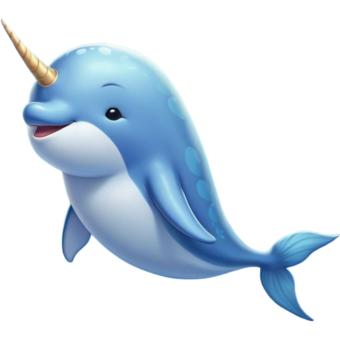 Beautiful and Majestic Cute Narwhal Portrait Emoji, Head and body rendered in serene repose with a gentle, radiant smile, showcasing a streamlined, graceful form adorned with a luminous spiraled tusk and peacefully closed eyes, Simplified yet exquisitely endearing features, highly detailed, glowing with a soft, majestic ocean light, high shine, serene and utterly enchanting, stylized with an air of magical marine splendor, soft glowing outline, capturing the essence of a beautiful and majestic cute narwhal that embodies the quiet wonder of the deep blue! emoji