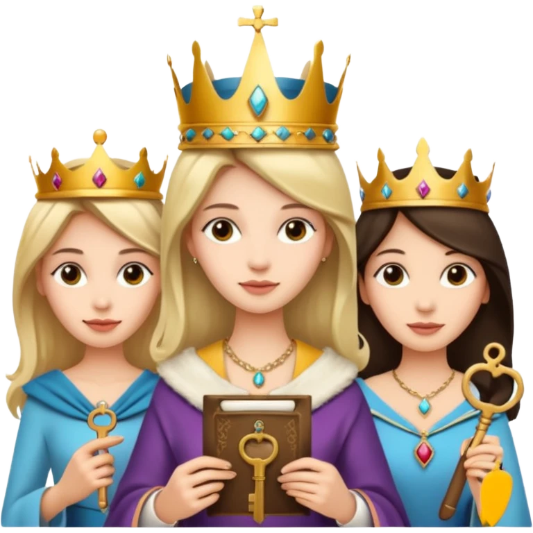 Three womenone with a key, one  emoji