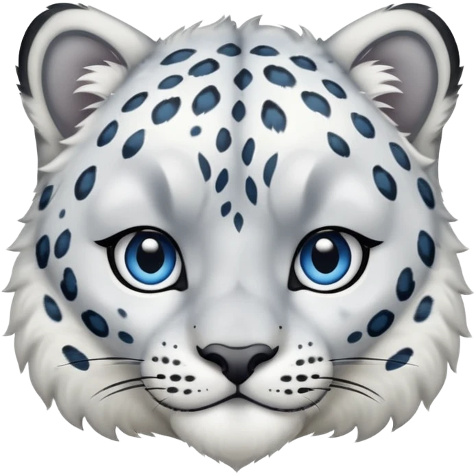 more Deformed cute Snow leopard-Eyes are long and blue emoji