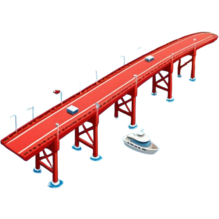 advanced modern island with advanced infrastructure with a red bridge on one side emoji