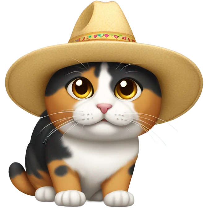 Calico cat with sombrero emoji