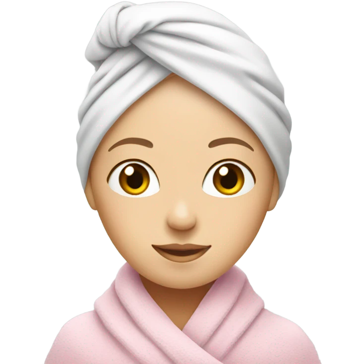 white lady with soft pink towel in her head emoji