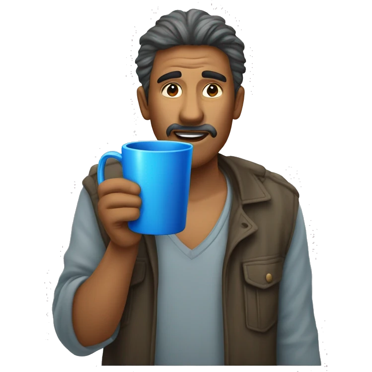crie uma águia azul segurando uma caneca. emoji