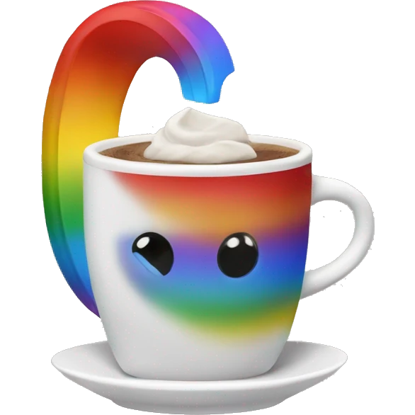Rainbow coffee cup with hot coco  emoji